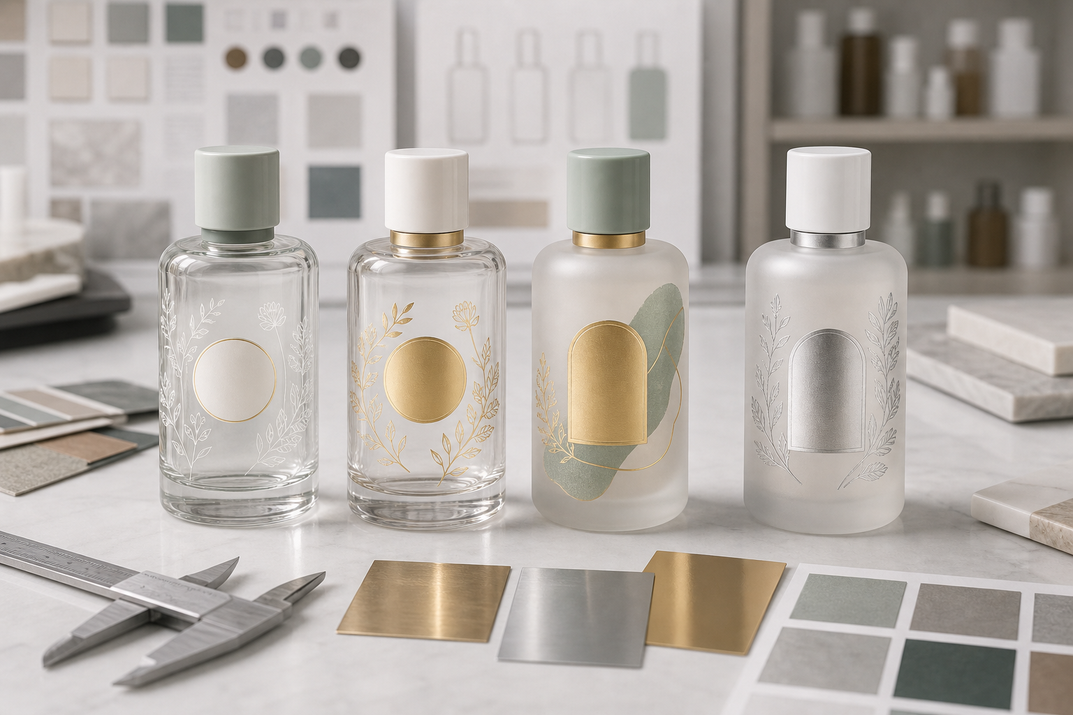 Printing and hot stamping inspection for cosmetic glass bottles