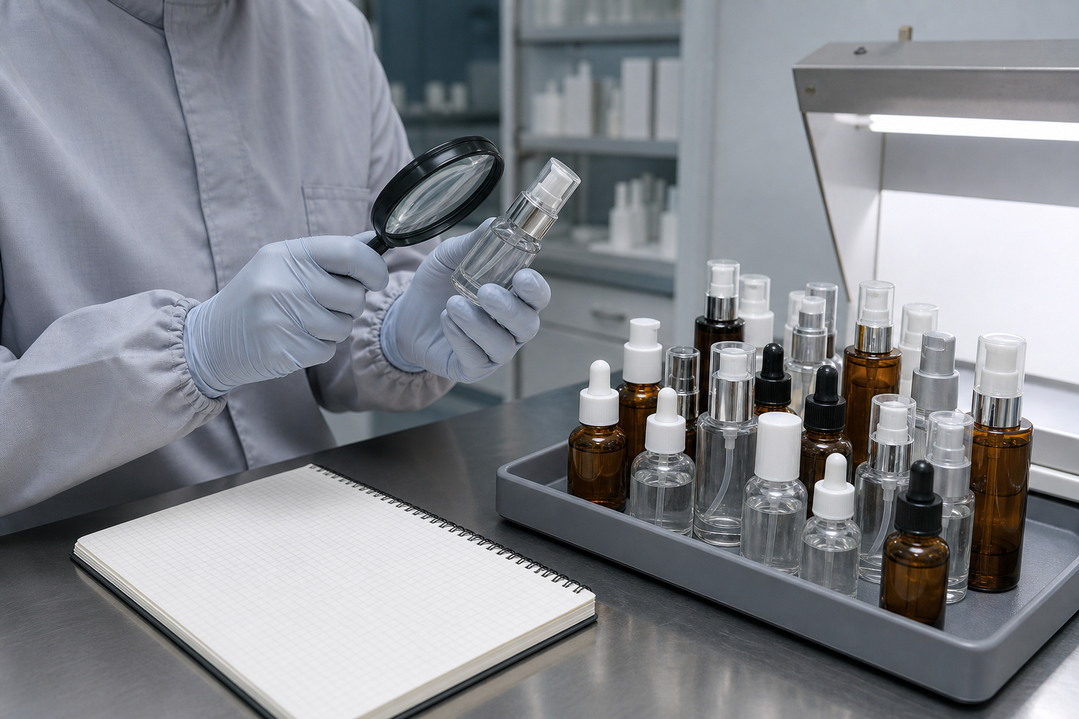 Example workstation for observing and recording sealed packaging samples